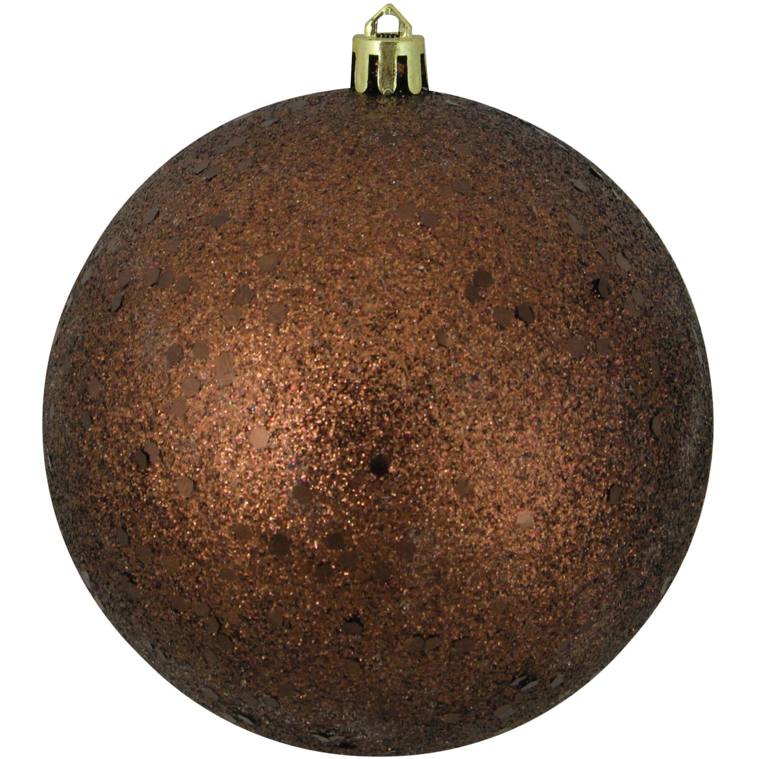 Mocha Brown Holographic Glitter Shatterproof Christmas Ball Ornament 4