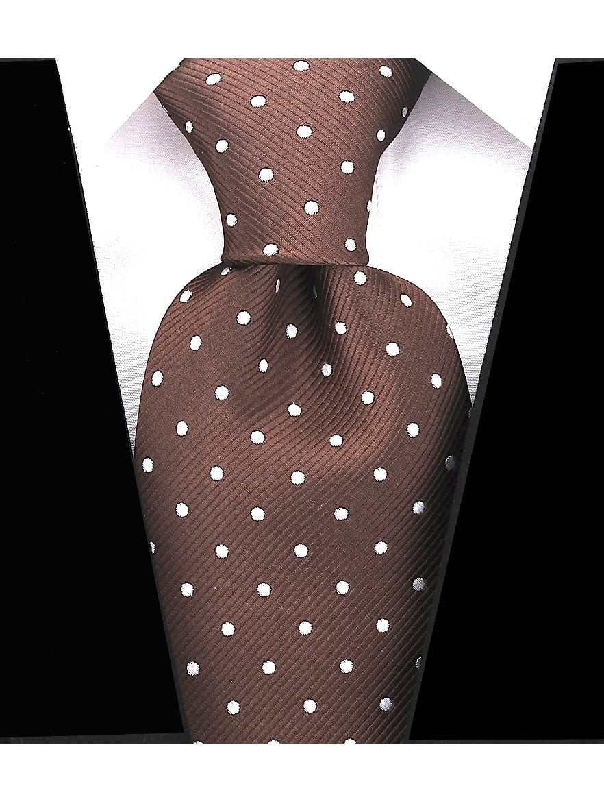Scott Allan Collection Mens Brown and White Polka Dot Necktie Brown