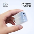 thumbnail image 4 of Powertek Frosty 20W USB-C PD + USB-A Dual Port Wall Charger, Blue, 4 of 7