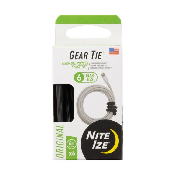Nite Ize 6-Pack Gear Tie ProPack, 6" - Black