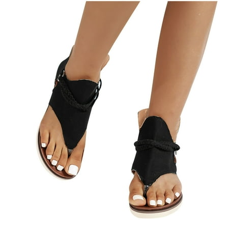 

Summer Flats Roman Braid Back Zip Casual Leopard Solid Color Ladies Sandals