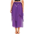 thumbnail image 2 of YONGHS Women Asymmetric Sequins Beads Chiffon Belly Dance Skirt Tribal Folk Dance Latin Dancewear Purple One Size, 2 of 7