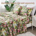 thumbnail image 5 of HANRU Floral Duvet Cover Set 100% Cotton Green Striped and Beige Bedding White Flower Branches Print 600 TC Soft Reversible Zipper Bed Cover & 2 Pillowcases，King/California King, 5 of 16