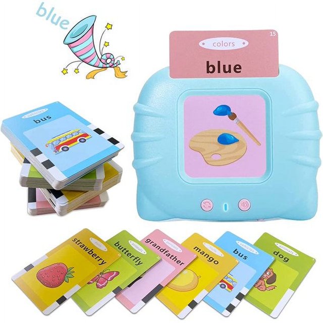Tarjetas Flash Parlantes Juguetes Educativos - Tarjetas Flash Parlantes Juguetes de Aprendizaje para Niños Pequeños - Tarjetas Flash de Juguetes Montessori para Edad 2 3 4 5 6 - Azul Sincero Electrónica