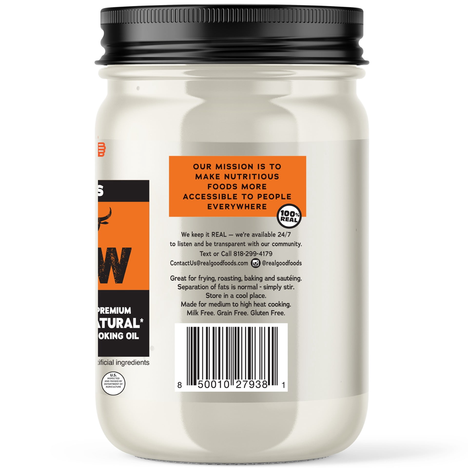 Real Good Foods Co. American Angus Beef Tallow Oil, 14oz Glass Jar