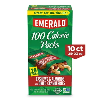 Emerald Nuts, Cashews & Almonds with Dried Cranberries, 100 Calorie Packs, 10 Ct, 6.9 Oz