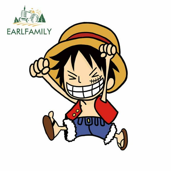 EARLFAMILY 5.1 in for Child Luffy One Piece Waterproof Car Stickers Occlusion Scratch Windshield Bumper Vehicle Decal