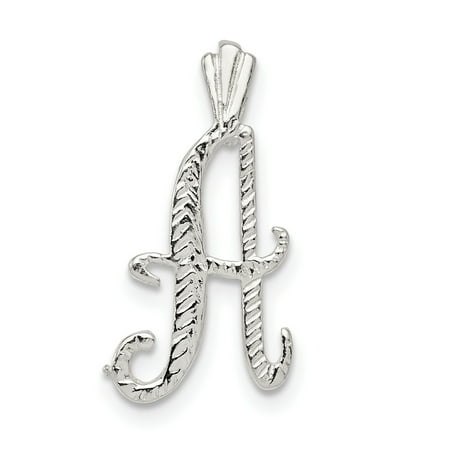 Modern Sterling Silver Slide Pendant 925 Sterling Silver Textured Letter A Necklace Chain Slide Pendant Charm Gifts For Women For Her ()