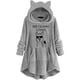 thumbnail image 1 of Vestido largo con capucha para mujer, bonito patrón de invierno con orejas de gato, forro polar borroso con capucha, vestido de manta, Tops de felpa para chicas adolescentes Pompotops gfhjh14152, 1 of 5