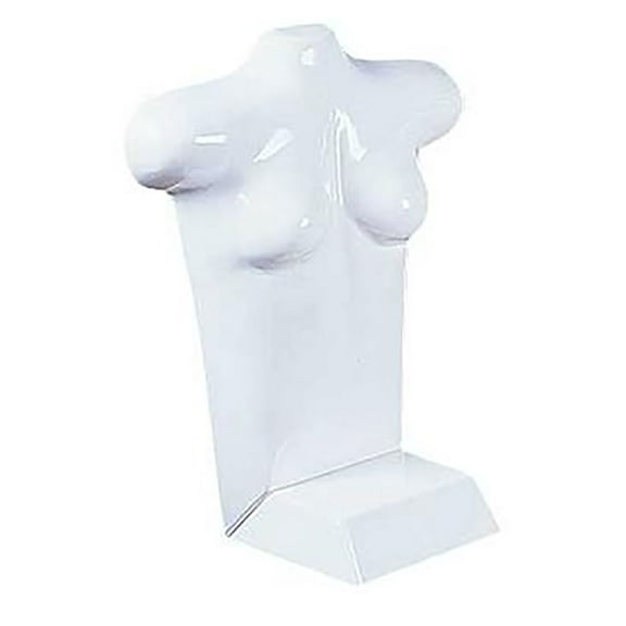 SSWBasics Female White Plastic Countertop Shirt Form (Fits Women’s Sizes 7-10)- Mannequin Torso with Base - Countertop Shirt Form - Sleek Plastic Torso Mannequin with Stand for Retail Display