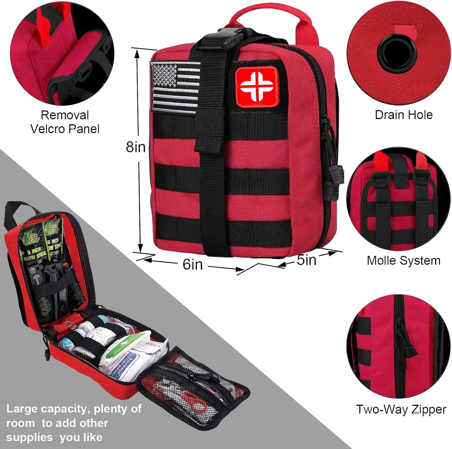 Survival Kit and First Aid Kit, 142Pcs Professional Survival Gear and Equipment with Molle Pouch, for Men Camping Outdoor Adventure/Gifts for Men Dad Christmas