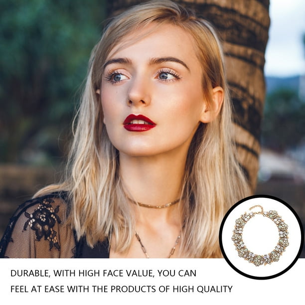 Langgg Woman Rhinestone Necklace Crystal Wedding Festival Holiday Party Anniversary Shopping Dating Trendy Jewelry for Ladies Type 3