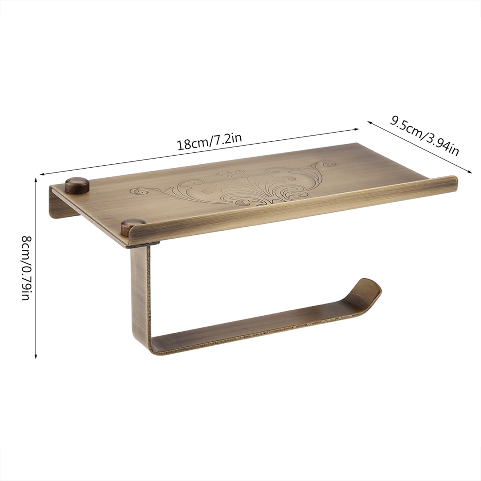 BIMZUC Antique Vintage Brass Toilet Bathroom Paper Holder Wall Mounted Tissue Dispenser with Phone Storage Shelf Home Bathroom Organization Accessories Bronze Color
