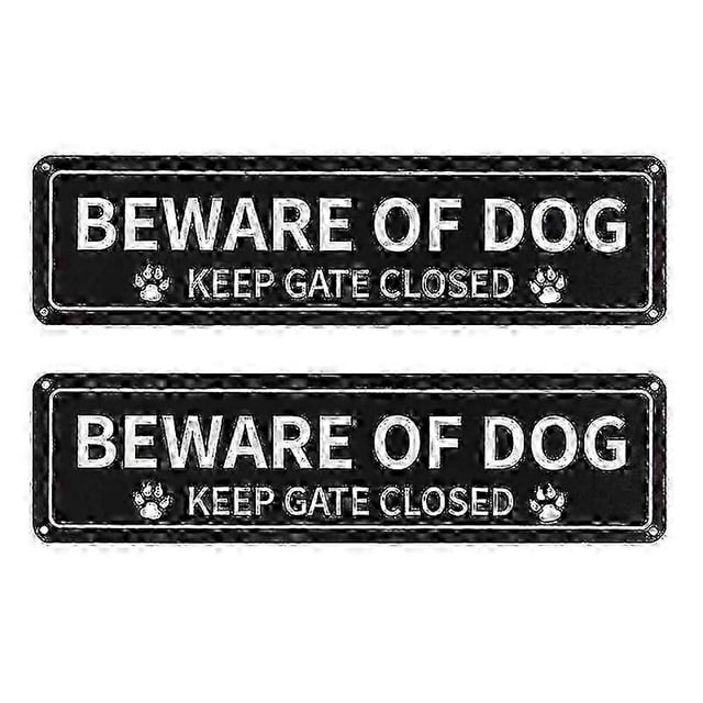 2 Pack Beware of Dog Sign, 12X3 Inch Rust Free .040 Aluminum Metal Sign, Reflective, Fade , UV Protected Edition