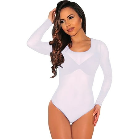 Yuhangmm Women Long Sleeves Mesh See Sexy And Cute Temperament Through Jumpsuit Bodysuit Top Lingerie plus Size Lingerie for Women 4x