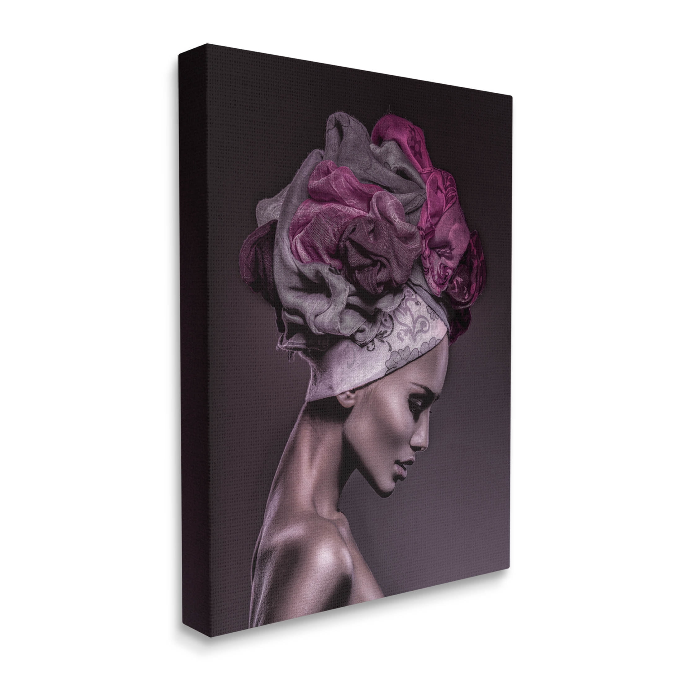 Woman Floral Headwrap Portrait Botanical & Floral Photograph Gallery Wrapped Canvas Print Wall Art