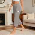 thumbnail image 2 of NinXxx Women's Plus Size Pleated Waist Wide Leg Cropped Yoga Pants Light Gray S, 2 of 4