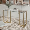 thumbnail image 6 of Martha Stewart Eli Home Office Glass Top Desk with Polished Brass Metal Frame, 6 of 13