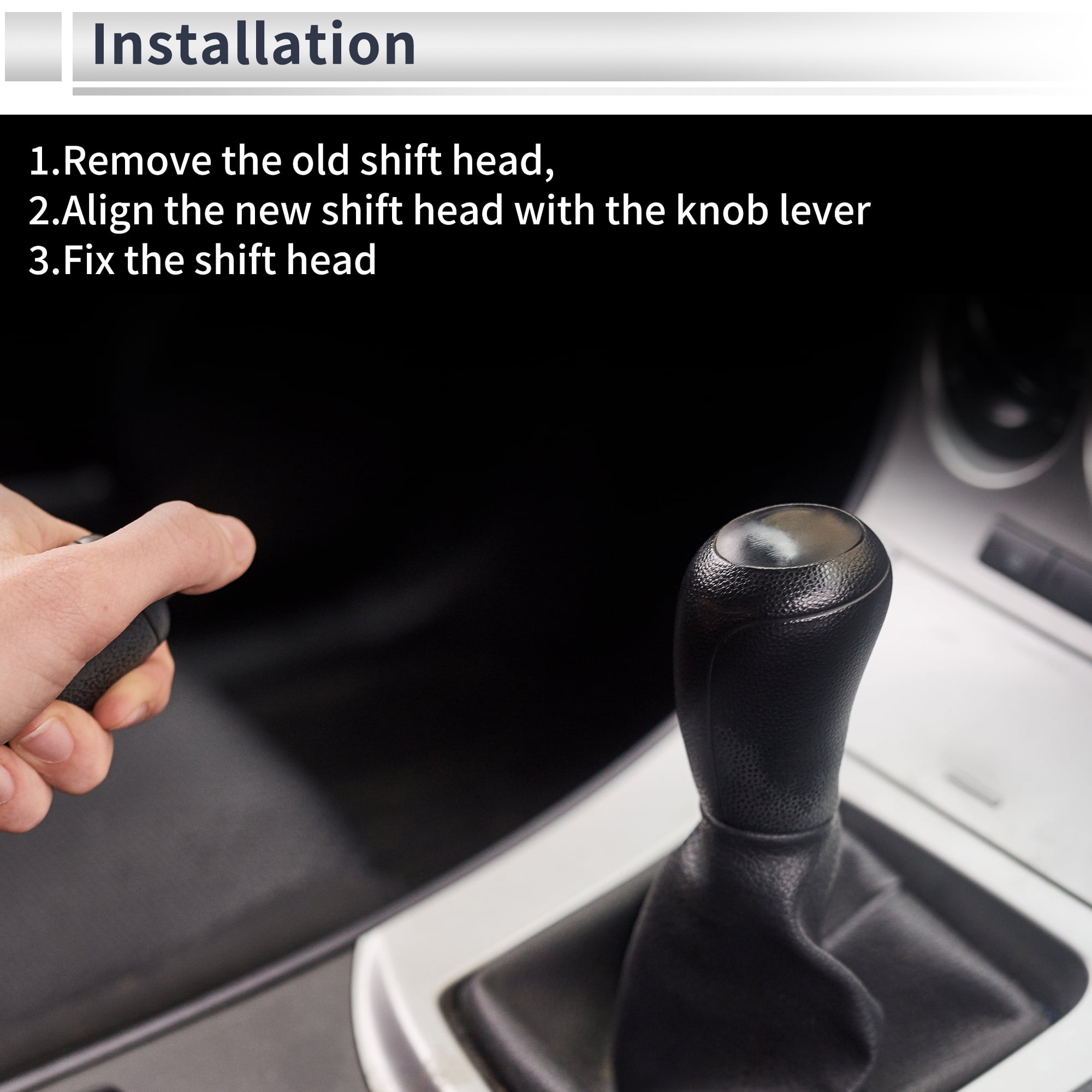 Unique Bargains 5 Speed Manual Gear Shifter Knob with Cover for Chevrolet Spark 2011-2015 Plastic Faux Leather Automotive Gearbox Stick Shifter Lever Knob Black White