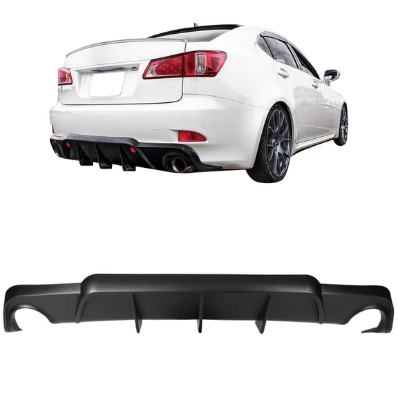 Ikon Motorsports Compatible with 06-12 Lexus Is250 Is350 DMR Style Rear Diffuser Bumper Lip Add On Black PP