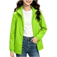 thumbnail image 3 of Hduncf 2PC Kids Rain Jacket Youth Waterproof Hooded Raincoats for Boys Fashion Girls Lightweight Windbreaker Fall Kid Clothes Green 7-8Years, 3 of 8