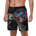 thumbnail image 1 of Lsque Colorful Plant Turtle A Pattern Mens Swim Trunks- Bathing Suit Compression Liner - Beach Swim Shorts Swimwear - (S-3XL) - Stretch Quick Dry-Large, 1 of 6