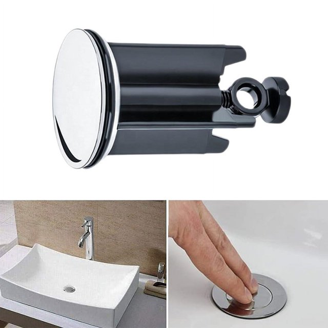 Tapón de fregadero universal negro de 40 mm, 2 tapones de fregadero para todos los fregaderos y bidés estándar (la altura es ajustable entre 6,6 cm y 8,6 cm)