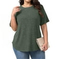 thumbnail image 6 of Vibrex Womens Plus Size Tops Crewneck Short Sleeve Shirts Casual Loose Tunic Tops Curved Hem Summer Blouses, 6 of 8