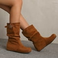 thumbnail image 4 of Hinvhai Women's Wide Calf Knee High Boots, Wide Width Tall Boots with Flat Heel Brown 8.5(41), 4 of 5