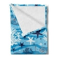 thumbnail image 2 of Seashells Soft Flannel Fleece Blanket, Nautical Underwater Universe Design of All Creatures Scallop Motif Illustration, Cozy Plush for Indoor and Outdoor Use, 50" x 70", Blue White, by Ambesonne, 2 of 5