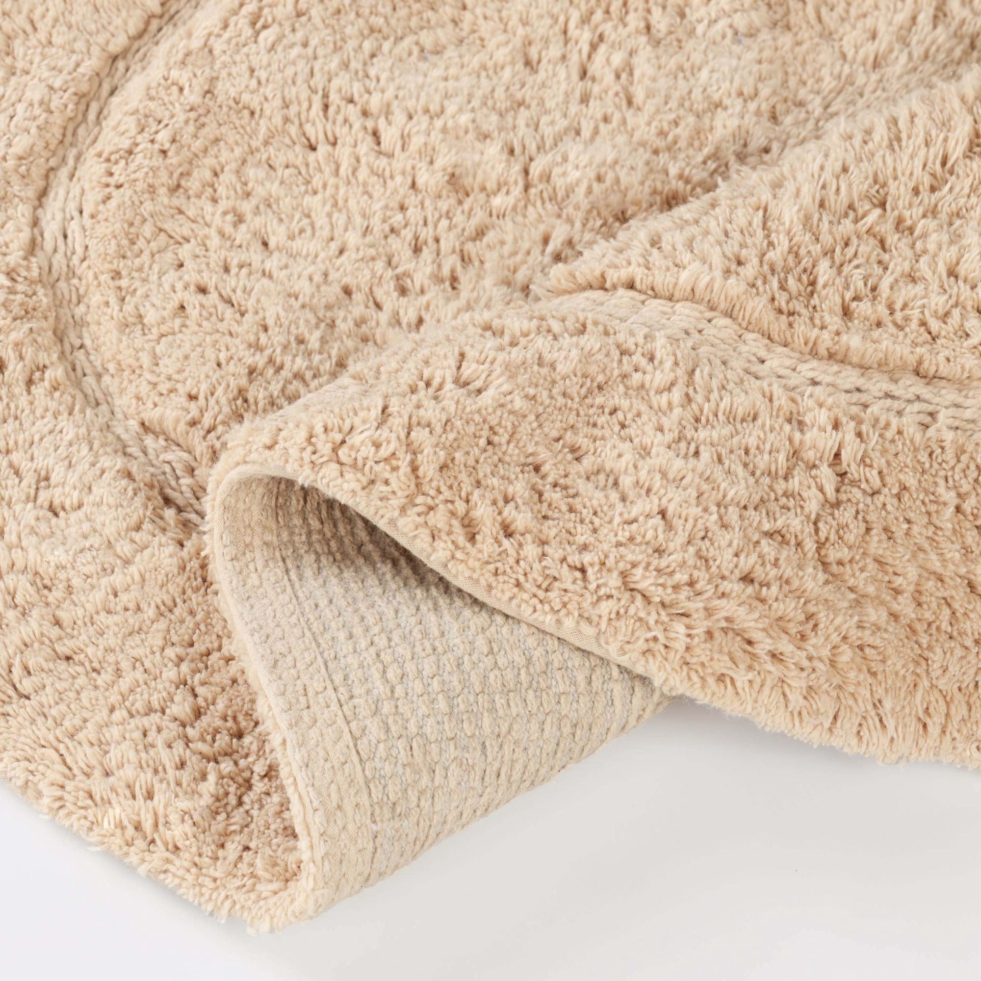 Superior Oval Bordered Cotton Washable Non-Slip Bath Rug, Runner Size, Ivory