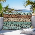 thumbnail image 3 of Turquoise Dog Paws Throw Pillow Covers 20x20 Inch Set of 2, Farmhouse Vintage Modern Green Brown Wood Waterproof Outdoor Pillow Covers, Decorative Cushion Pillowcases for Couch, Sofa, Bed, Patio, 3 of 9