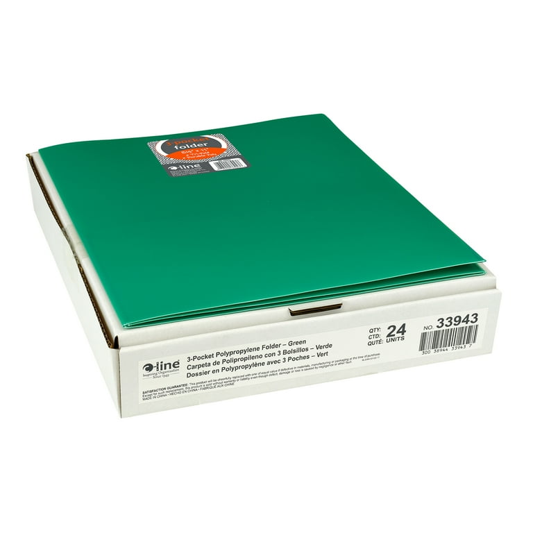 C-Line Tri-Fold Portfolio, Heavyweight Poly, Green, Pack of