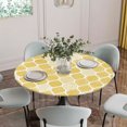 thumbnail image 5 of Yellow Geometric Round Tablecloth for 36-44 Inch Tables,Fitted Table Cover with Elastic Edge,Morocco Modern Abstract Plaid Art Waterproof Outdoor Table Cloth Protector for Patio Garden Dinner Picnic, 5 of 9
