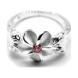 Sterling Silver Moonstone Flower Ring – Plumeria/Hibiscus Adjustable Open Ring, Hawaiian Jewelry Gift For Women 4 thumbnail image
