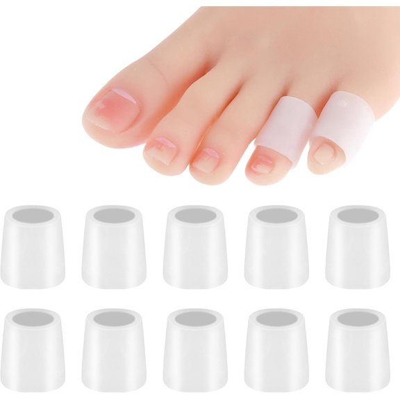 10 Pcs Silicone Toe Sleeves, Soft Gel Protector Toe Cushions Cuttable Pinky Toe Sleeves Protectors Corn Protectors Toe Tube Pads For Hammer Toe Stubbed Toe Corns Calluses, Open Toe Sleeves
