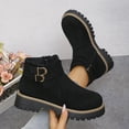 thumbnail image 4 of Rokment Platform Boots for Women 2025 Fashion Casual Buckles Chunky Mid Heel Dress Ankle Booties with Side Zipper Black Size 6.5, 4 of 7