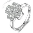 thumbnail image 6 of Four-Leaf Clover Spinner Rings Anxiety Fidget Ring for Anxiety Sterling Silver Plated Cubic Zirconia Flower Ring Relieving Stress Open Stacking Finger Calming Gifts Birthday Daughter Fashion, 6 of 11
