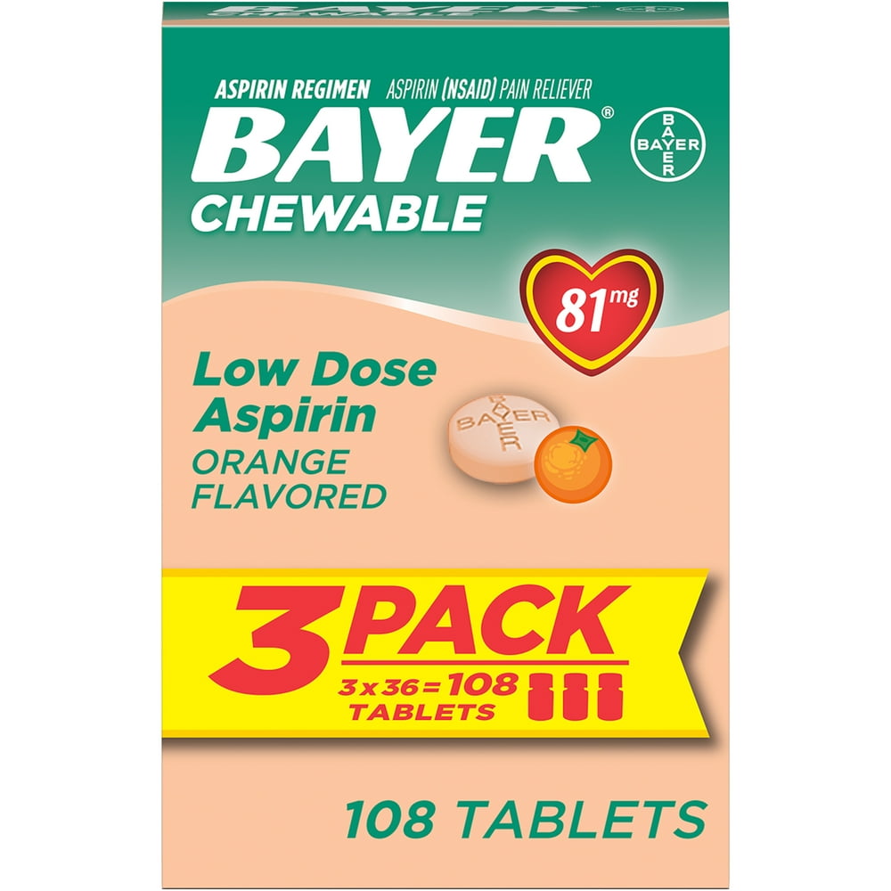 Bayer Chewable Aspirin Regimen Low Dose Pain Reliever Tablets, 81 mg