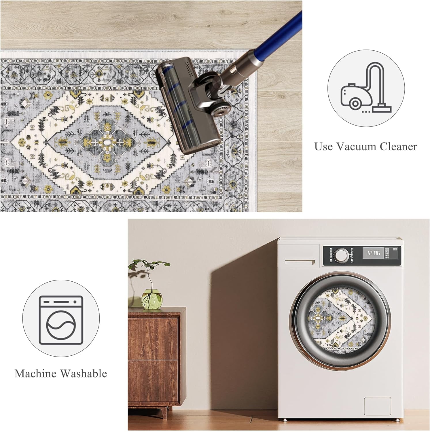 Kitchen Rugs and Mats, Yamaziot Kitchen Rug and Runners Set of 3 for Farmhouse Floor, Washable Non Slip Runner Rug for Hallway Laundry Room Carpet, 20"x32"+20"x47"+20"x59"
