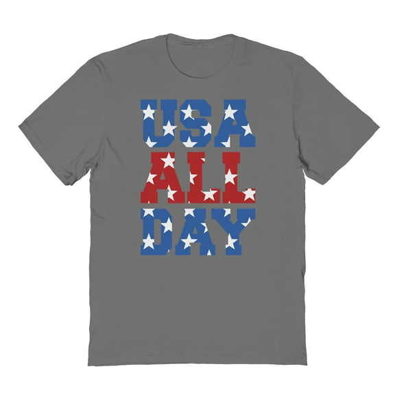 Americana Usa All Day Graphic Charcoal Men's Cotton T-Shirt