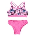 thumbnail image 3 of iEFiEL Girls 2Pcs Printed Swimwear Outfit Strappy Back Crop Vest Tops with Briefs Bottoms Set Swimsuit Rose Red 12, 3 of 5