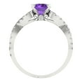 thumbnail image 4 of 1.42 ctw Solitaire with Zirconia Diamond Accents Anniversary Ring for Women | Round Cut Natural Amethyst | Hyperallergenic Solid 14K White Gold, 4 of 5