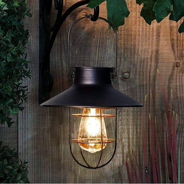 FloreceBien pearlstar - Lámpara solar colgante para exteriores, de metal, con bombilla Edison de color blanco cálido, para decoración de jardín, patio, porche (cobre)