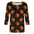 thumbnail image 5 of VKOYWKM Thanksgiving Shirts for Women 3/4 Length Sleeve Womens Tops Funny Turkey Graphic T Shirts Casual Crew Neck Family Party Tunic Top, 5 of 5