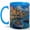 Blue, variant on Colorful Harbor 11oz Ceramic Mug, Coastal Village Boat Art