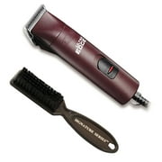 Angle View: Andis AGC2 UltraEdge Super 2-Speed Clipper, Professional Animal Dog Grooming, Burgundy (23280) + Signature Series Nylon Barber Cleaning Brush For Cleaning Grooming Clippers, Trimmers, Neck Shavers