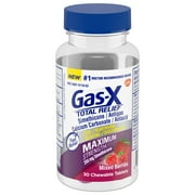 Pack of 4 Gas-X Total Relief Maximum Strength Mixed Berries Chewable Tablets - 30 ct - Package may vary