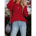 thumbnail image 2 of Franhais Women Knit Sweater Long Sleeve Crew Neck Solid Pullover Warm Sweater with Balls for Fall Winter, 2 of 5