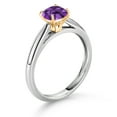 thumbnail image 3 of Gem Stone King 925 Silver and 10K Yellow Gold Purple Amethyst Engagement Ring for Women (0.54 Cttw, Cushion 5MM, Gemstone February Birthstone, Size 7), 3 of 4
